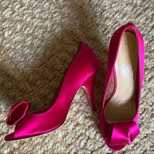 Kate Spade Clarice Heels in Hot Pink Satin 8.5-NEW